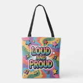 Loud and Proud – Colorful Psychedelic LGBTQ+ Ally  トートバッグ (裏面)