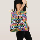 Loud and Proud – Colorful Psychedelic LGBTQ+ Ally  トートバッグ (クローズアップ)