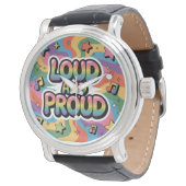 Loud and Proud – Colorful Psychedelic LGBTQ+ Ally  腕時計 (アングル)