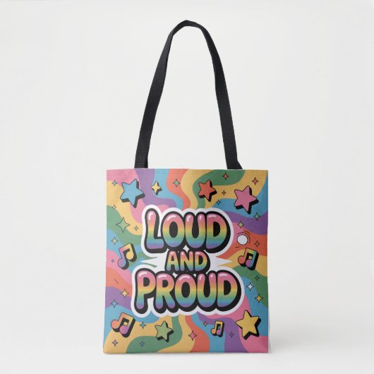 LOUD AND PROUD | LGBTQ+ Pride Ally トートバッグ (正面)