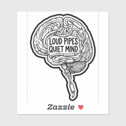 Loud Pipes Quiet Mind — Funny Biker Brain Sticker シール (シート)