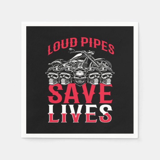 Loud Pipes Save Lives Motorcycle Biker スタンダードカクテルナプキン (正面)