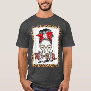 Loud & Teeball誇りを持ったおばあちゃん乱雑Bun Mom Leopard Tシャツ