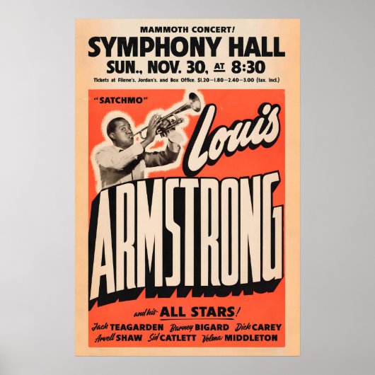 Louis Armstrong jazz poster - Satchmo at Symphony ポスター (正面)