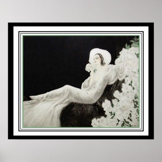 Louis Icart "White Flowers"アールデコプリント16 x 20 ポスター (正面)