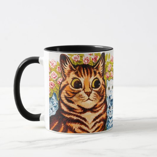 Louis Wainによる庭での猫と子猫 マグカップ (左)