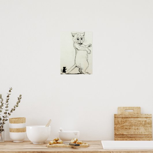 Louis Wainによる猫とネズミ ポスター (キッチン)
