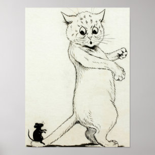 Louis Wainによる猫とネズミ ポスター