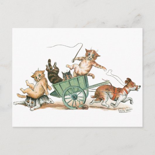 Louis Wainのキャッツドッグカート ポストカード (正面)