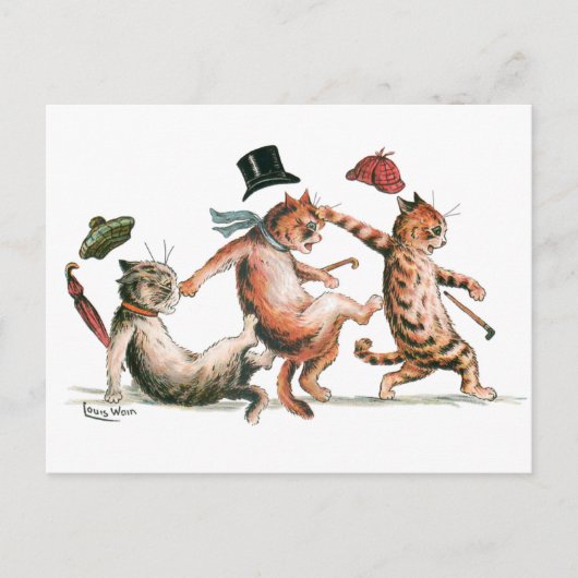 Louis Wainのステップキャッツを見る ポストカード (正面)