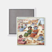 Louis Wainのビーチで猫たち マグネット (正面/裏面)