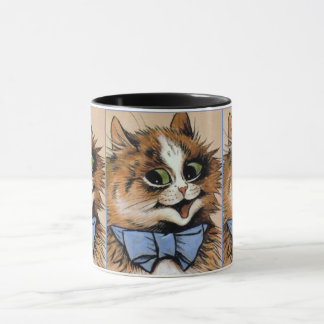 Louis Wainのブルーボウタイ絵を描の猫たち マグカップ