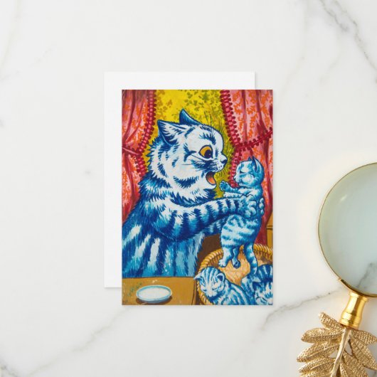 Louis Wainの猫と子猫 サンキューカード (正面/裏面インサイチュ)