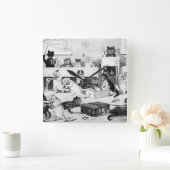 Louis Wainの猫教室 スクエア壁時計 (ホーム)