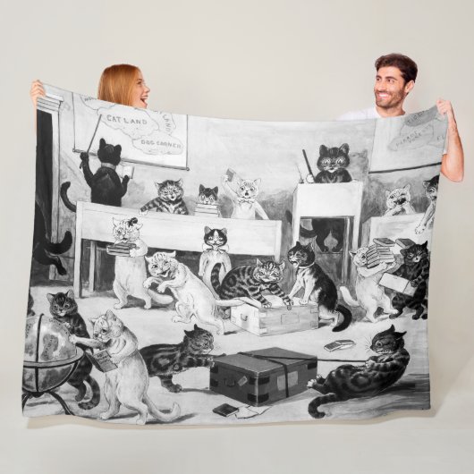 Louis Wainの猫教室 フリースブランケット (インサイチュ)