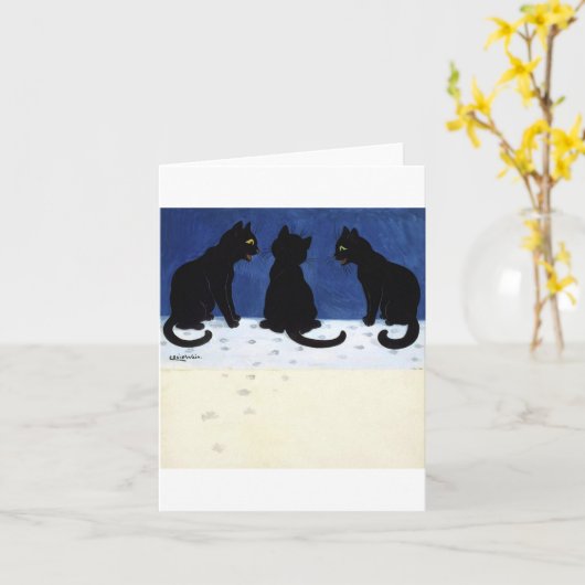 Louis Wainの3匹の黒猫 カード (黄色い花)