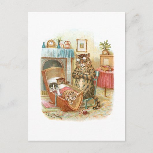 Louis Wainの『ゆりかごに猫たち』 ポストカード (正面)