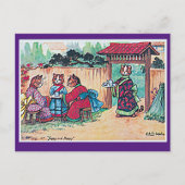 Louis Wain着物日本の猫アートはがき ポストカード (正面)