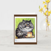 Louis Wain、コーヒーカップを持つ猫、アート カード (黄色い花)