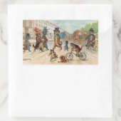 Louis Wain ビクトリアン - Town Cats 長方形シール (バッグ)