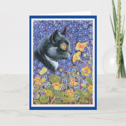 Louis Wain，花の海の猫，グリーティングカード サンキューカード (正面)