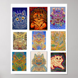 Louis Wain, 9 サイケデリック Cats ポスター
