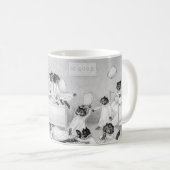 Louis Wain Cat Art Be Good cat pillow fight コーヒーマグカップ (正面右)