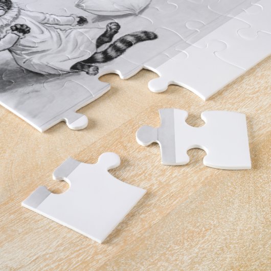 Louis Wain Cat Art Be Good cat pillow fight ジグソーパズル (側面)