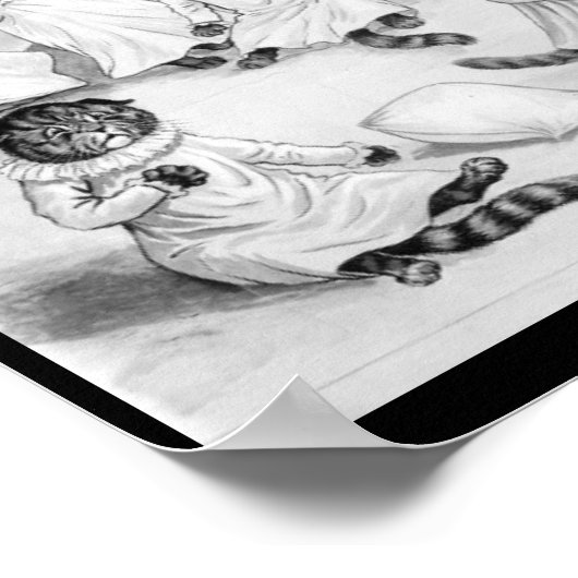 Louis Wain Cat Art Be Good cat pillow fight ポスター (角)