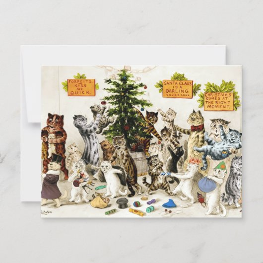 Louis Wain Cats Christmas Party Magnetic Card マグネット招待状 (正面)