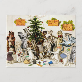 Louis Wain Cats Christmas Tree Decorating Party シーズンポストカード