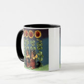 Louis Wain cats in the Sunflower Garden マグカップ (正面左)