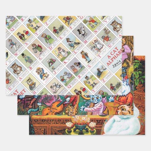 Louis Wain、Cats & Kittens ラッピングペーパーシート (セット)