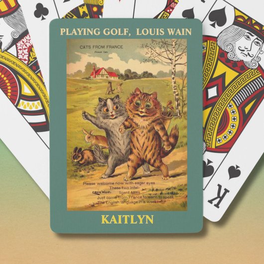 Louis Wain Cats Playing Golf Personalized トランプ