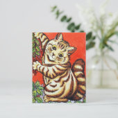 Louis Wain Christmas Cat Decorating Personalized シーズンポストカード (スタンド正面)