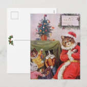 Louis Wain Christmas Cat Family Vintage Postcard シーズンポストカード (正面/裏面)