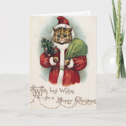 Louis Wain Christmas Cat Folded Greeting Card カード (正面)
