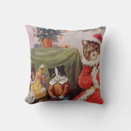 Louis Wain Christmas Cats Vintage Victorian Family クッション