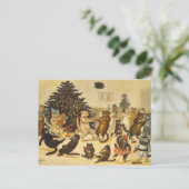 Louis Wain Christmas Party Cats Holiday Postcard シーズンポストカード (スタンド正面)