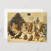 Louis Wain Christmas Party Cats Holiday Postcard シーズンポストカード (正面/裏面)