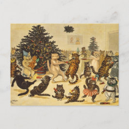 Louis Wain Christmas Party Cats Holiday Postcard シーズンポストカード