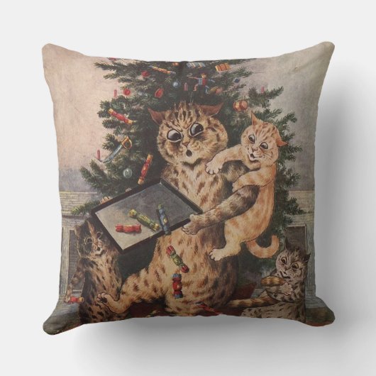 Louis Wain Christmas Time in Catland  クッション (裏面)