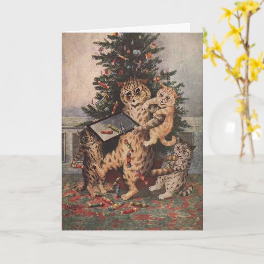 Louis Wain Christmas Time in Catland Card カード (黄色い花)