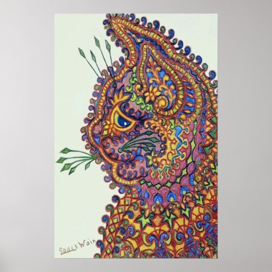 Louis Wain Fantasy Wallpaper Cat ポスター (正面)