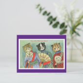 Louis Wain, Japanese Kimono Cat Art  Postcard ポストカード (スタンド正面)