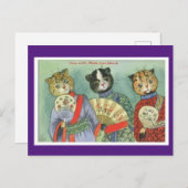 Louis Wain, Japanese Kimono Cat Art  Postcard ポストカード (正面/裏面)