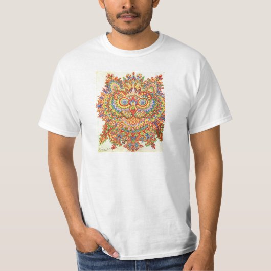 Louis Wain Psychedelic Cat Colorful Tシャツ (正面)
