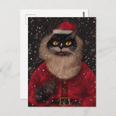 Louis Wain style Cat Santa Claus Postcard ポストカード (正面/裏面)