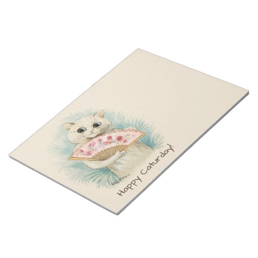 Louis Wain White cat with a fan CC0038 ノートパッド (アングル)