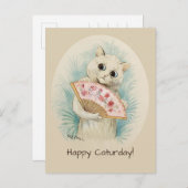 Louis Wain White cat with a fan CC0478 ポストカード (正面/裏面)
